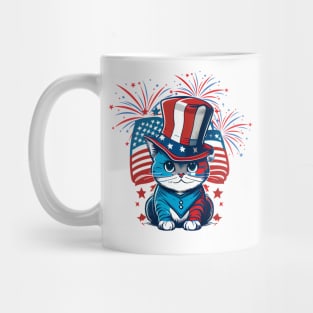 Happy 4th of July Patriotic Cat American Flag Meowica Cute Mug